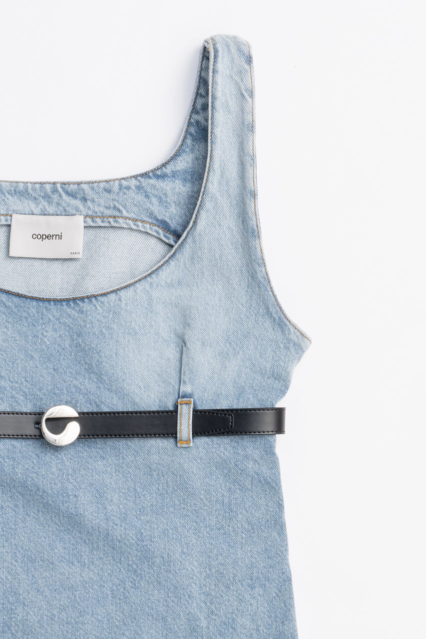 Belted Denim Mini Dress - SALE