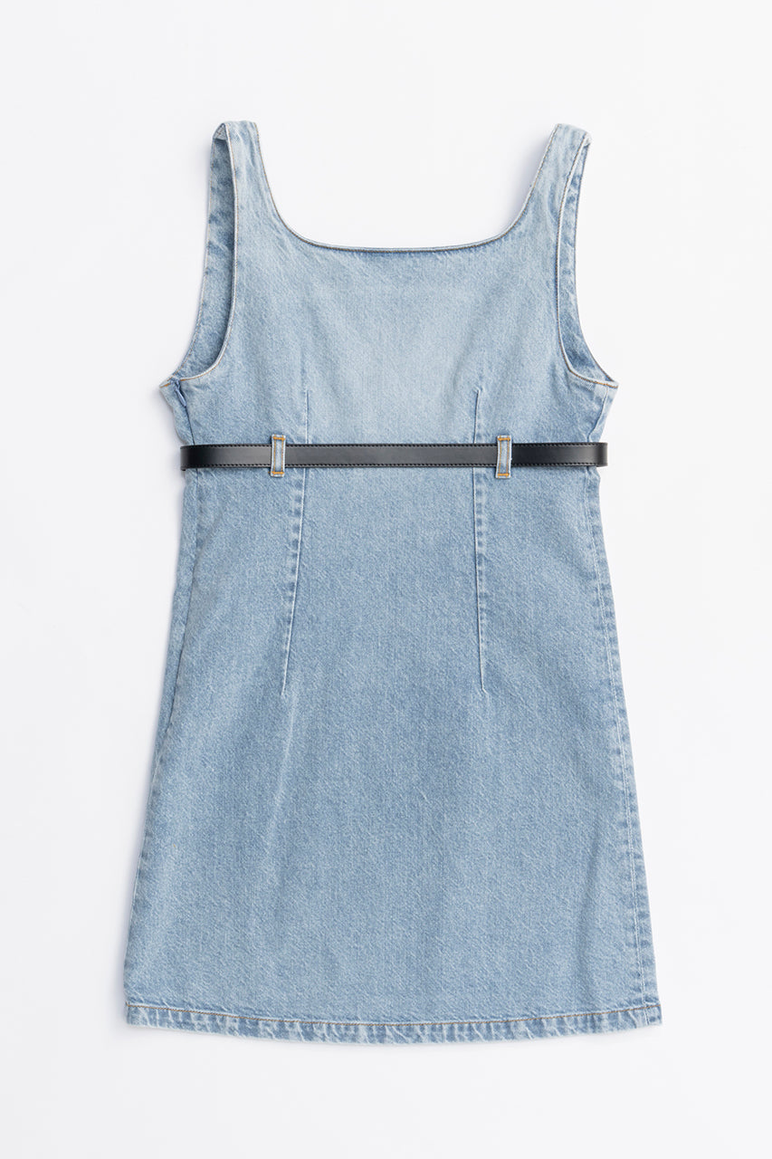 Belted Denim Mini Dress - SALE