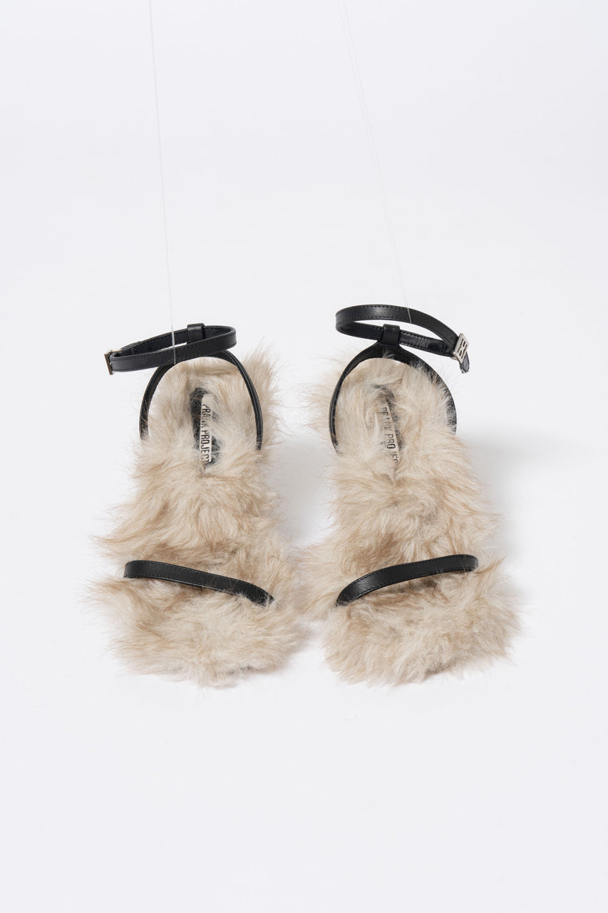 Narrow Strap Fur Sandals
