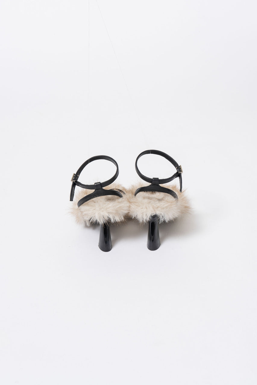 Narrow Strap Fur Sandals