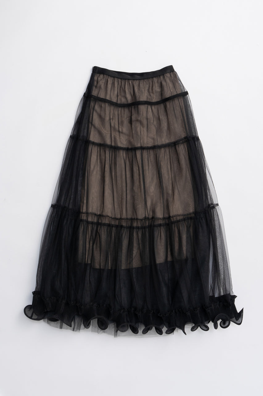 Ruffle Hem Tulle Skirt
