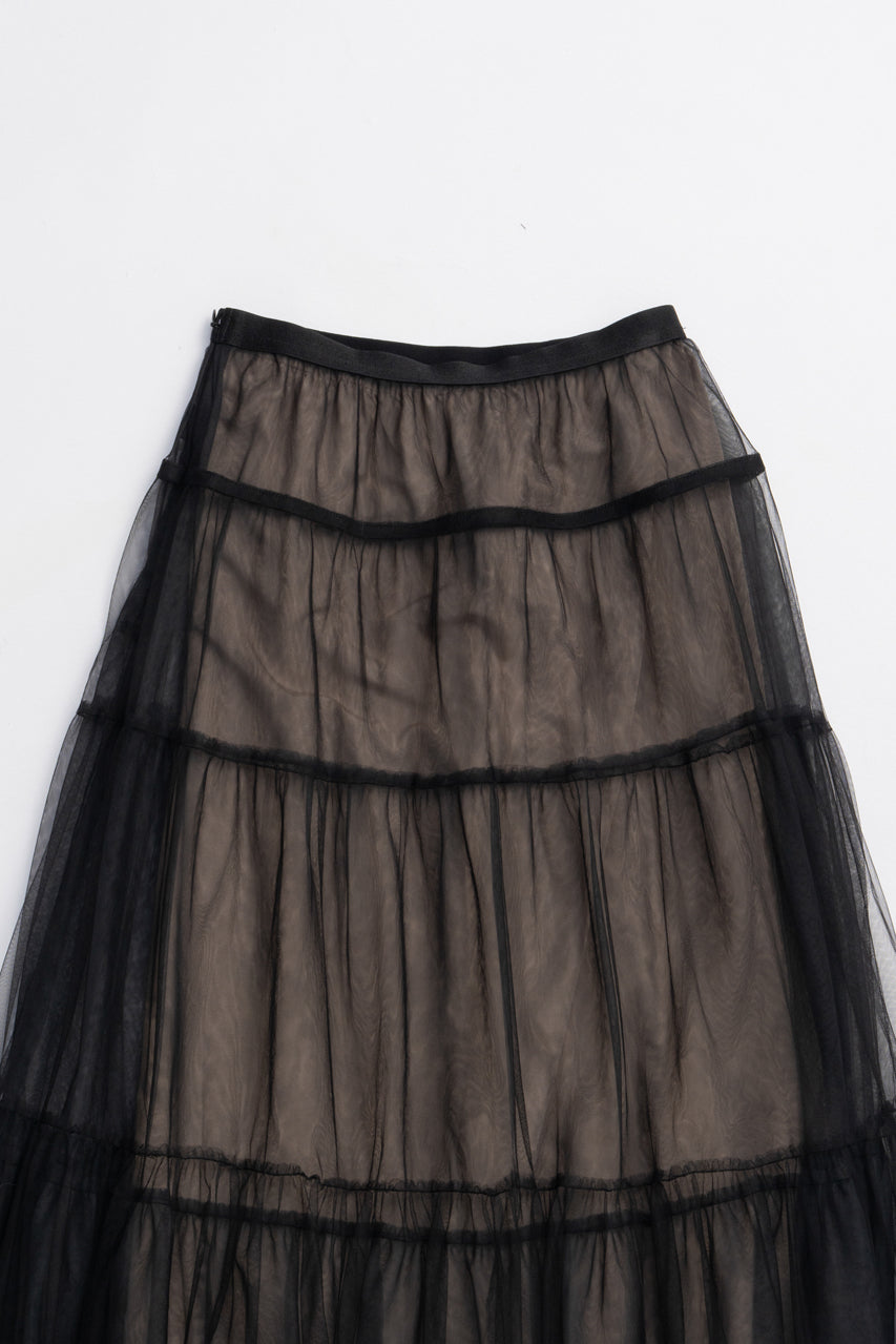 Ruffle Hem Tulle Skirt