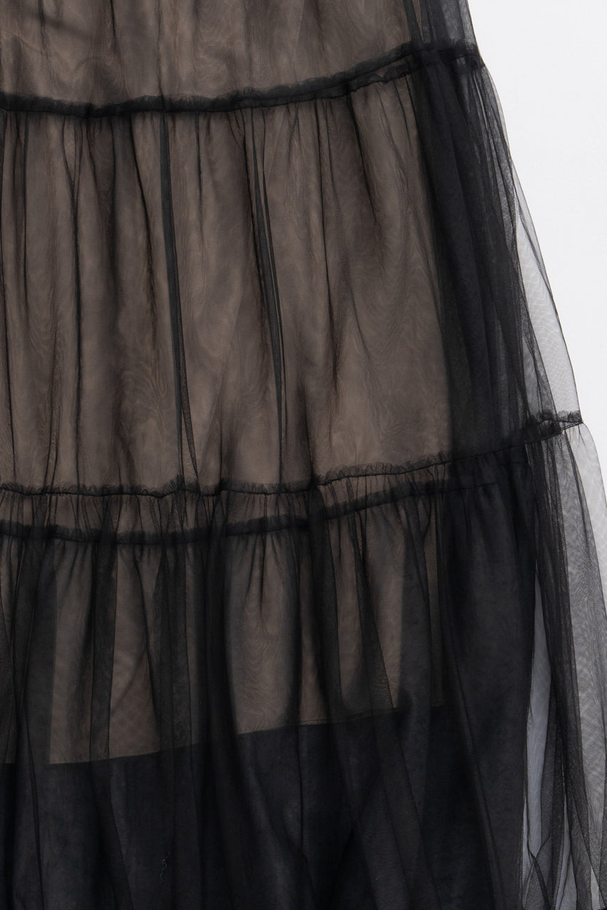 Ruffle Hem Tulle Skirt