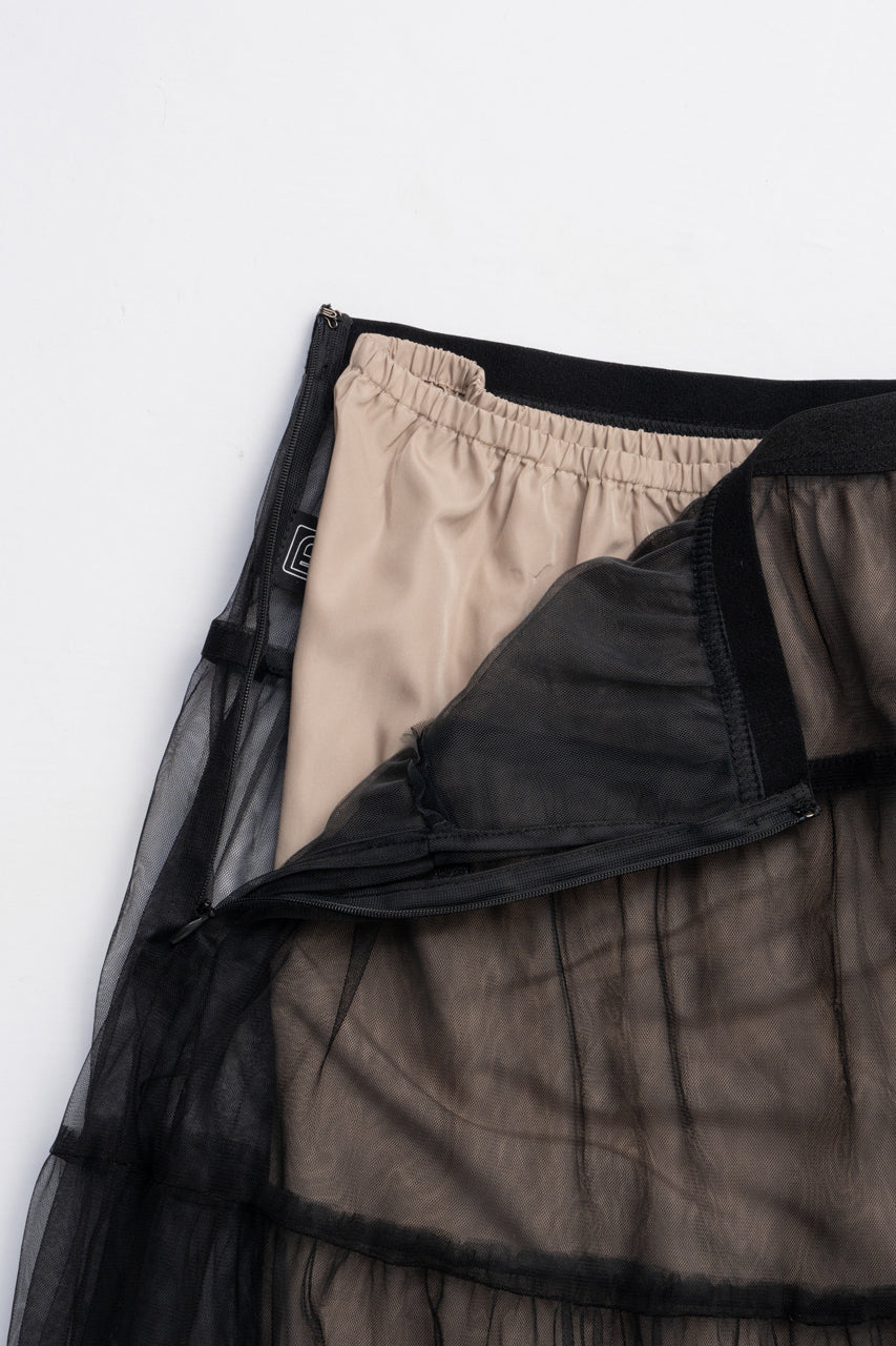 Ruffle Hem Tulle Skirt