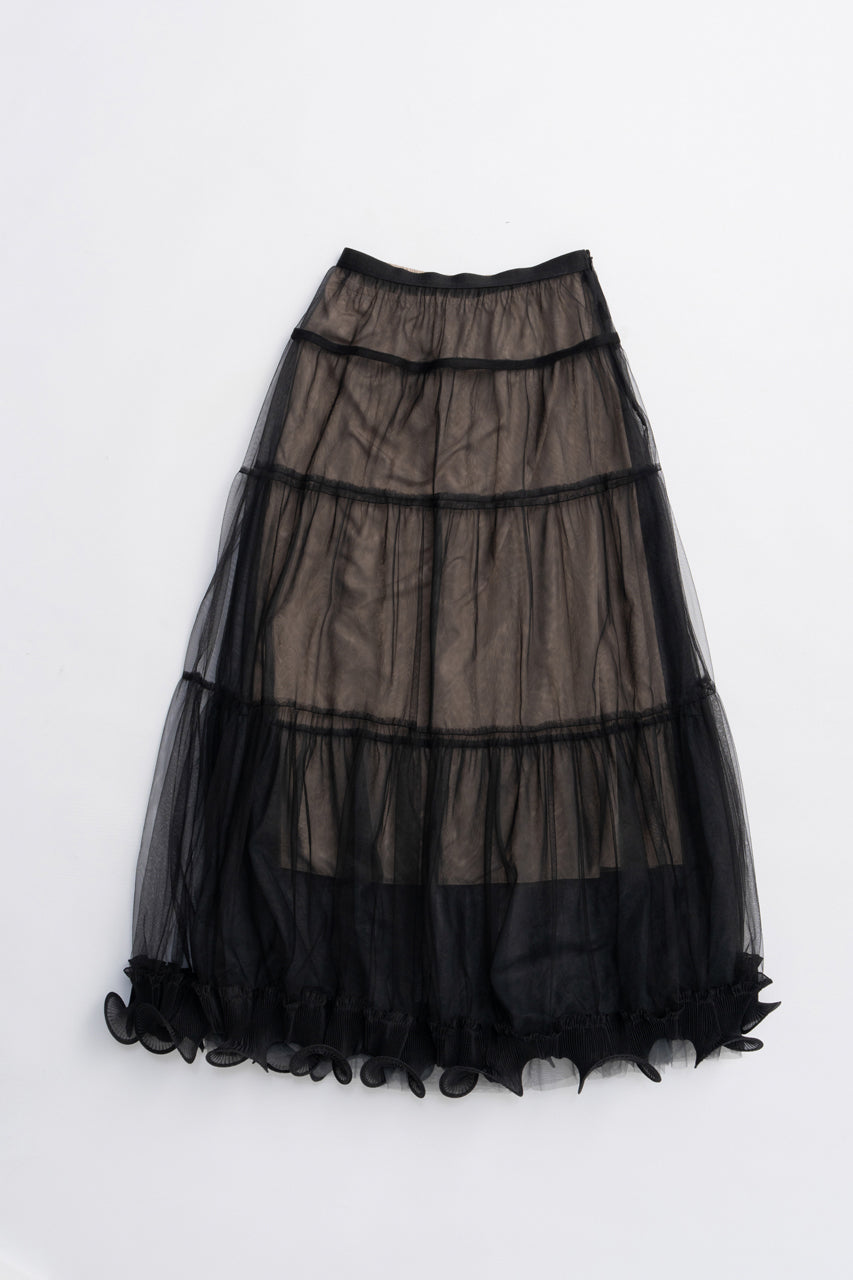 Ruffle Hem Tulle Skirt