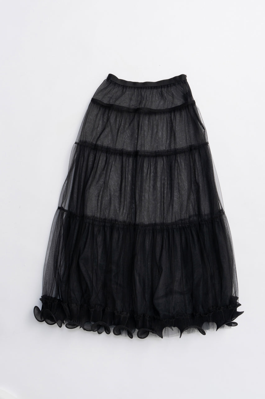Ruffle Hem Tulle Skirt