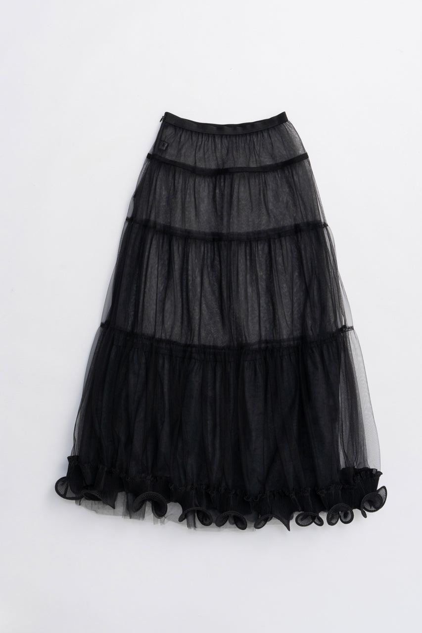 Ruffle Hem Tulle Skirt
