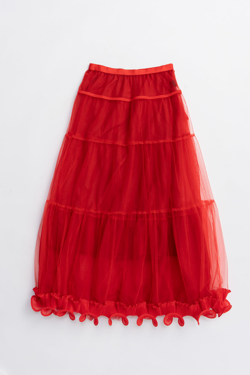 Ruffle Hem Tulle Skirt