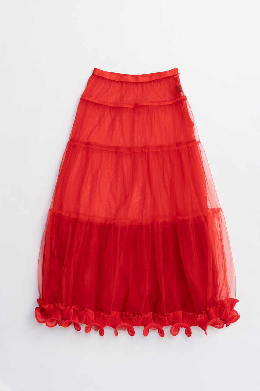 Ruffle Hem Tulle Skirt