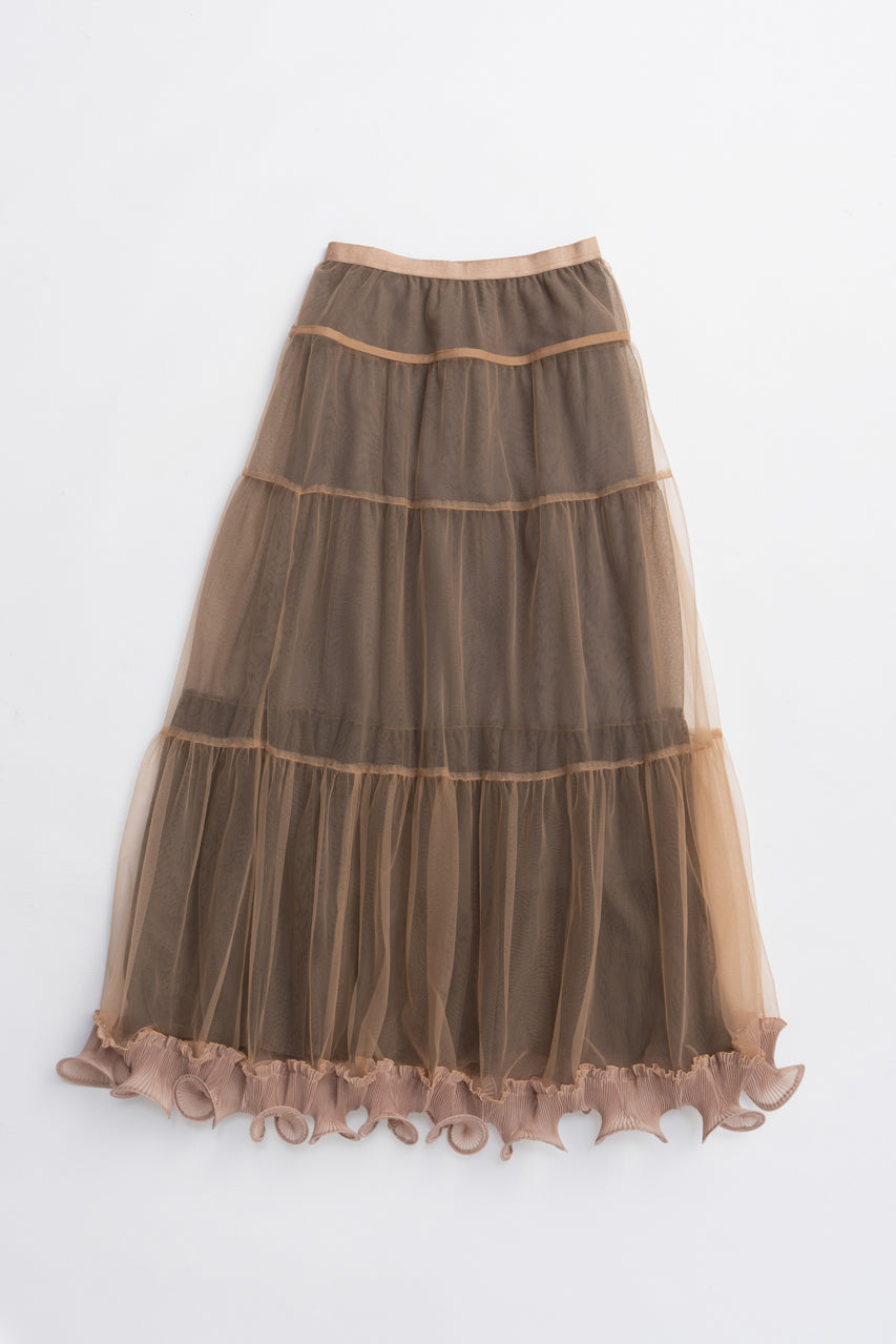 Ruffle Hem Tulle Skirt