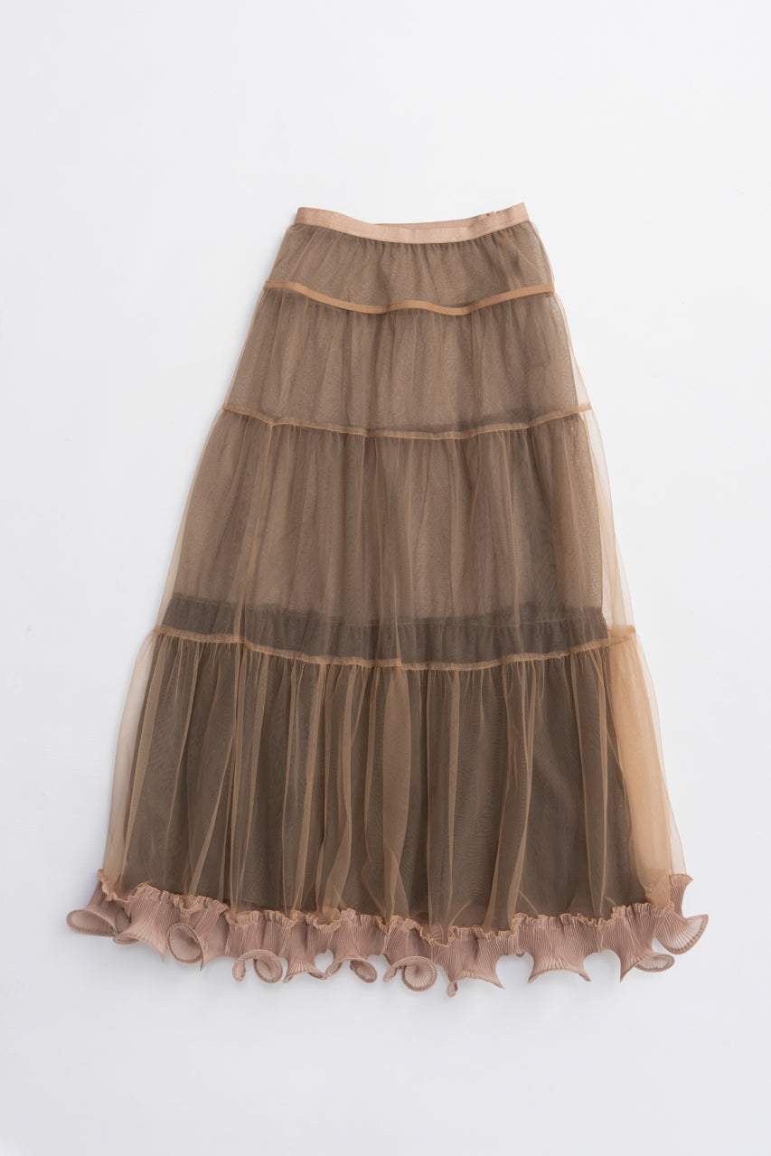 Ruffle Hem Tulle Skirt
