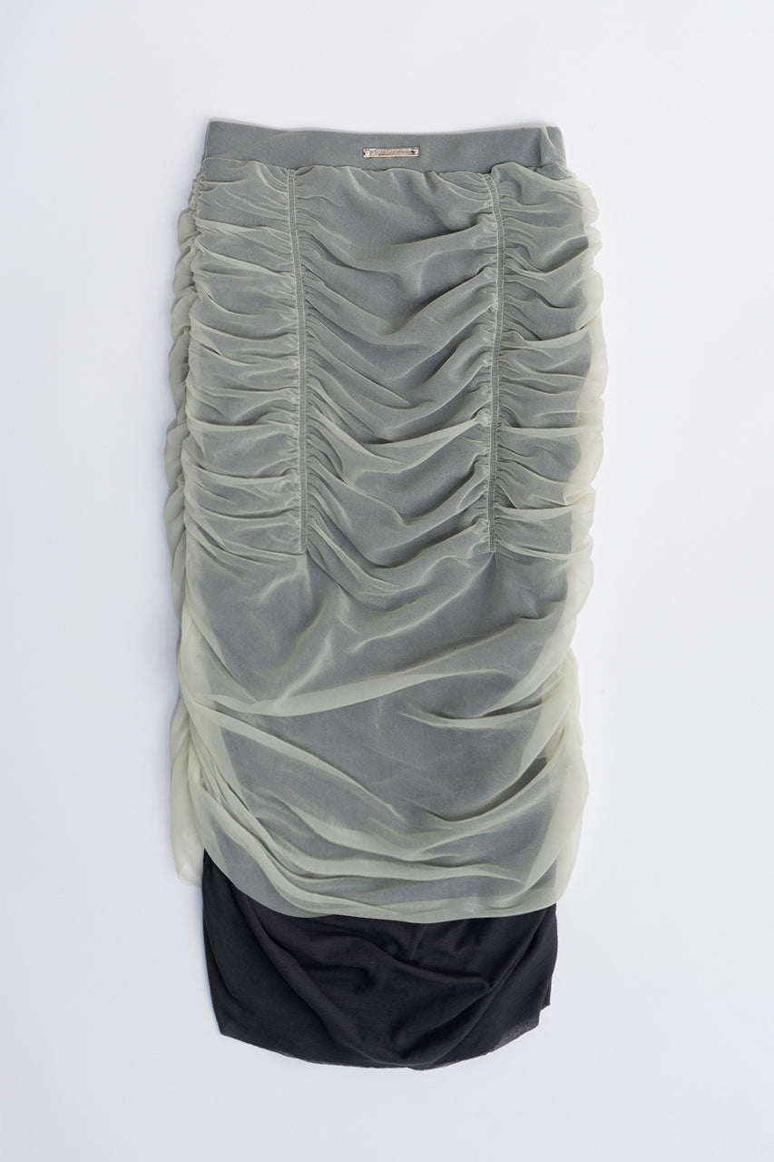 Sheer Layered Shirring Tight Skirt - SALE