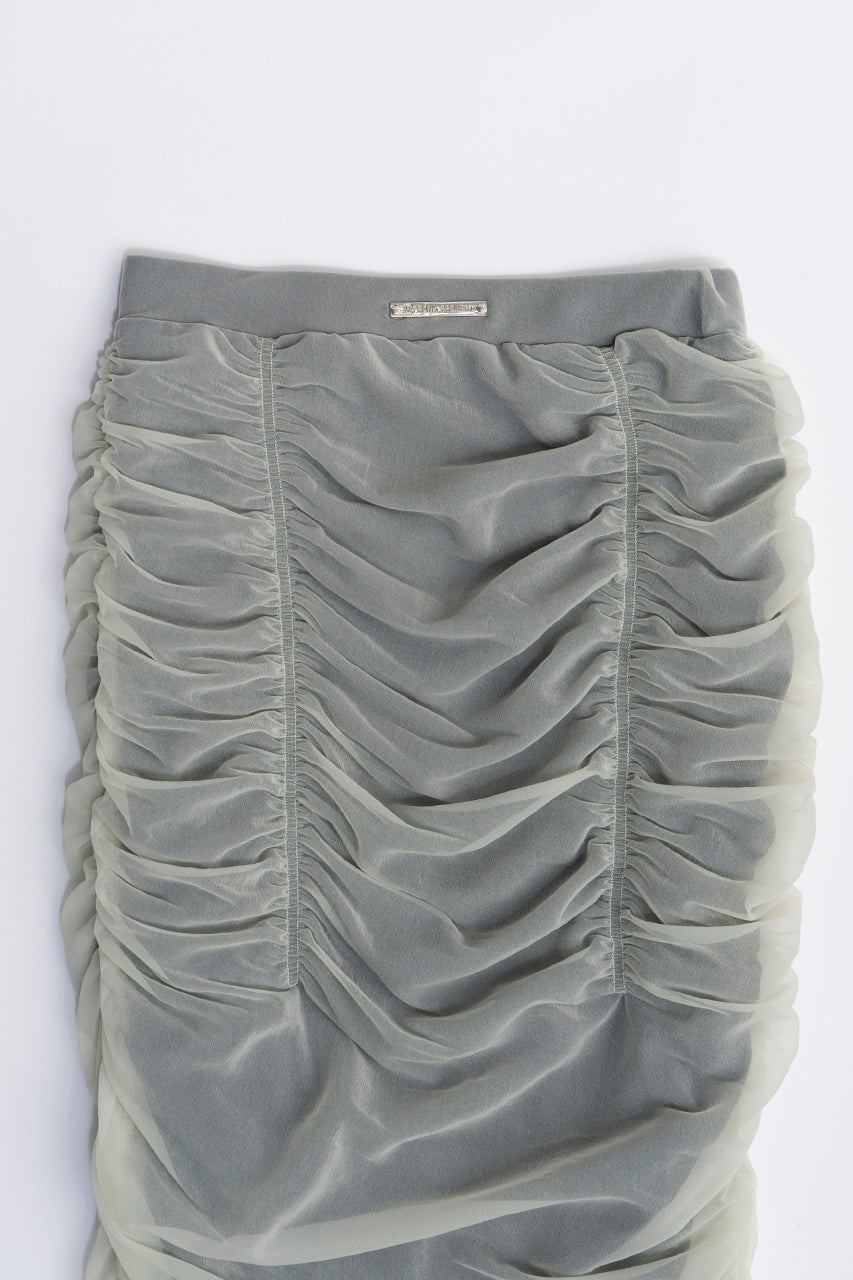Sheer Layered Shirring Tight Skirt - SALE