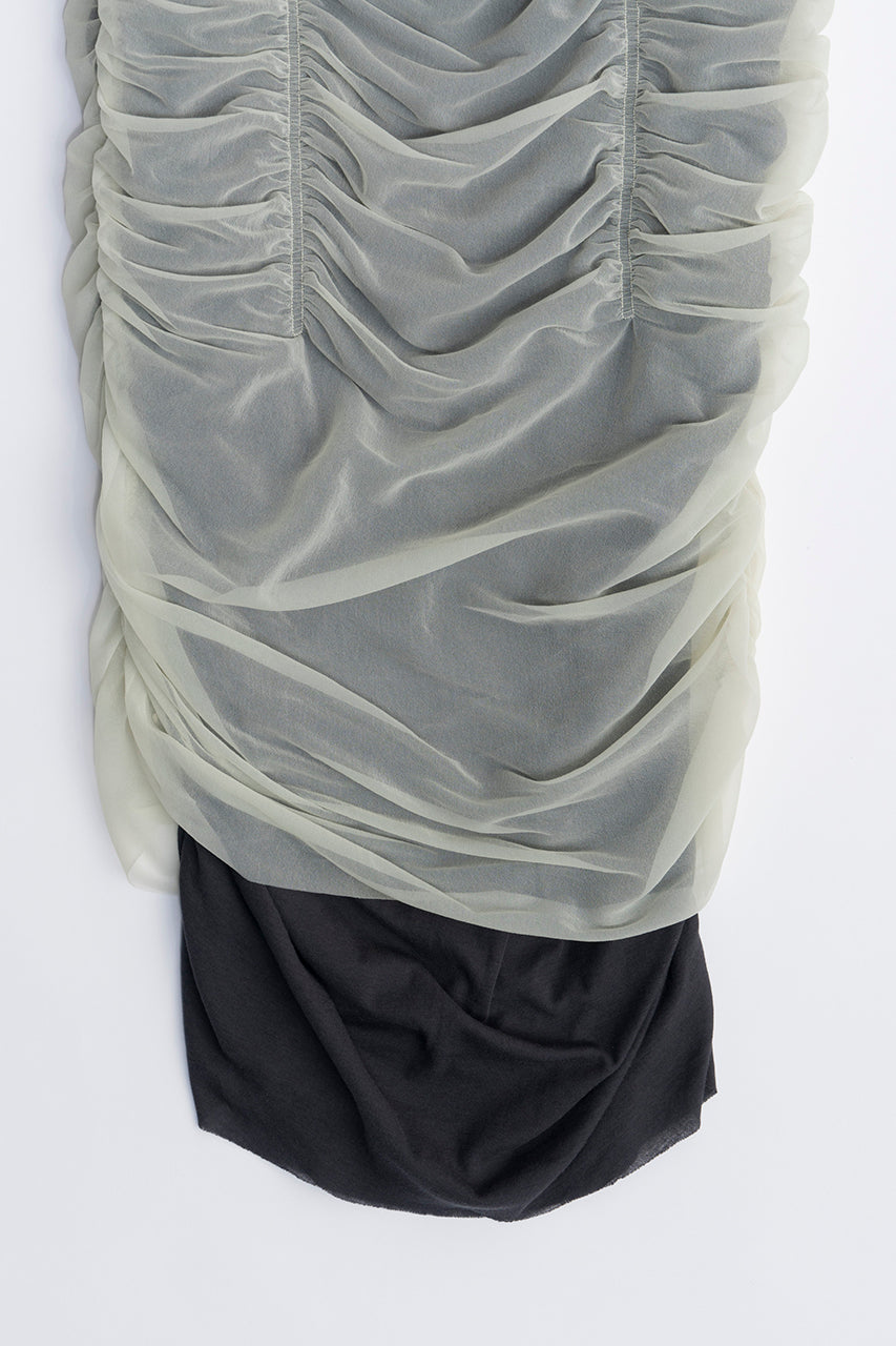 Sheer Layered Shirring Tight Skirt - SALE