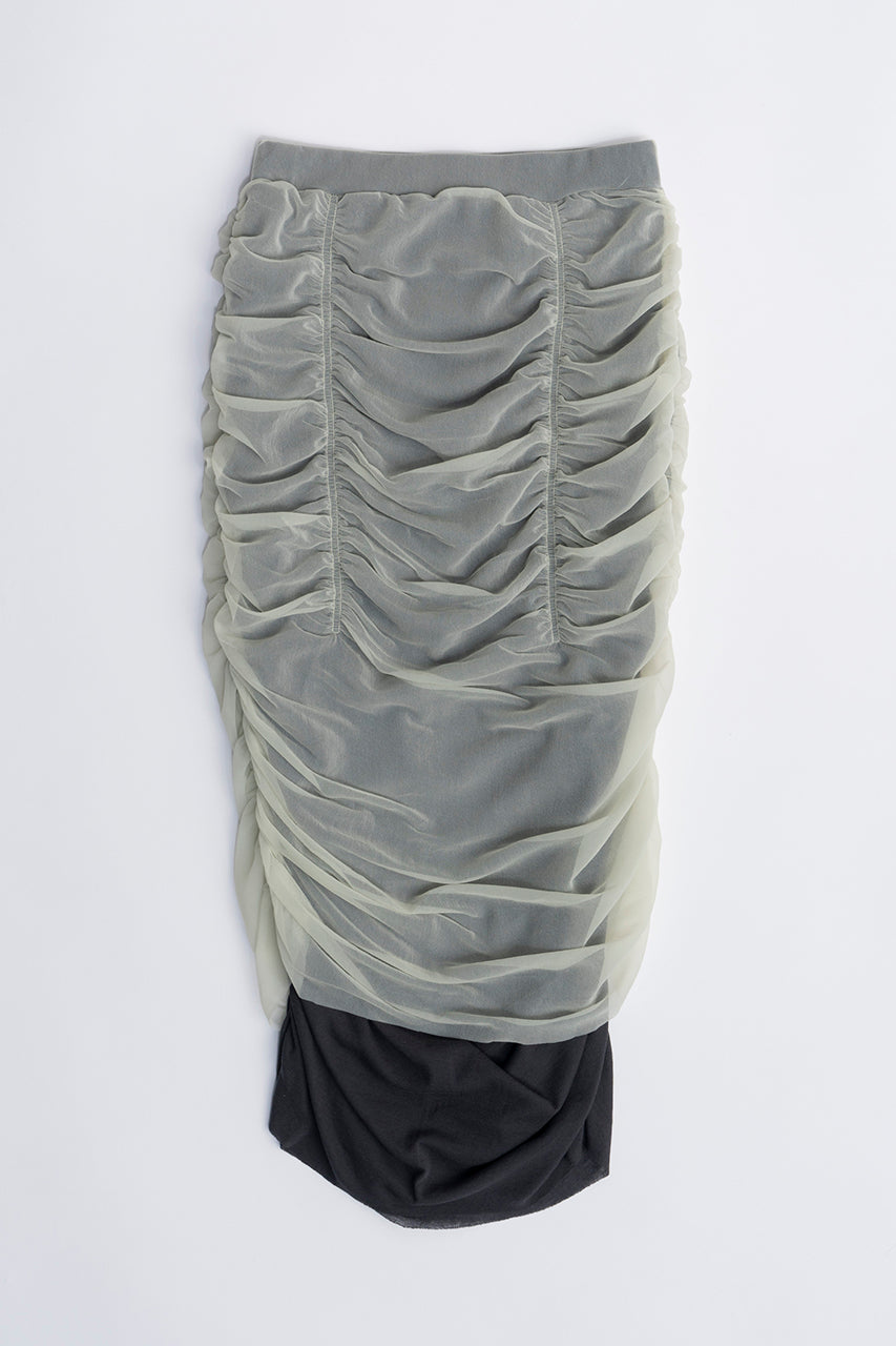Sheer Layered Shirring Tight Skirt - SALE