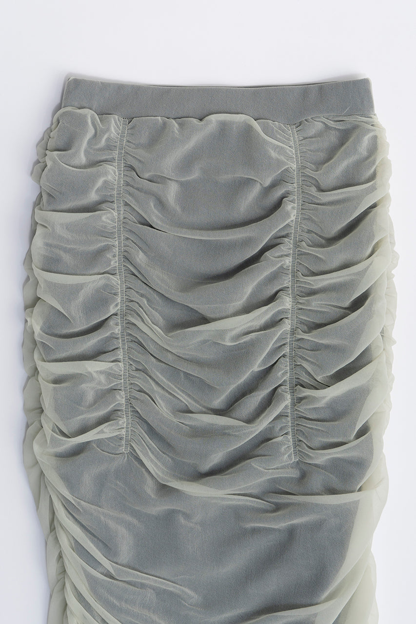 Sheer Layered Shirring Tight Skirt - SALE
