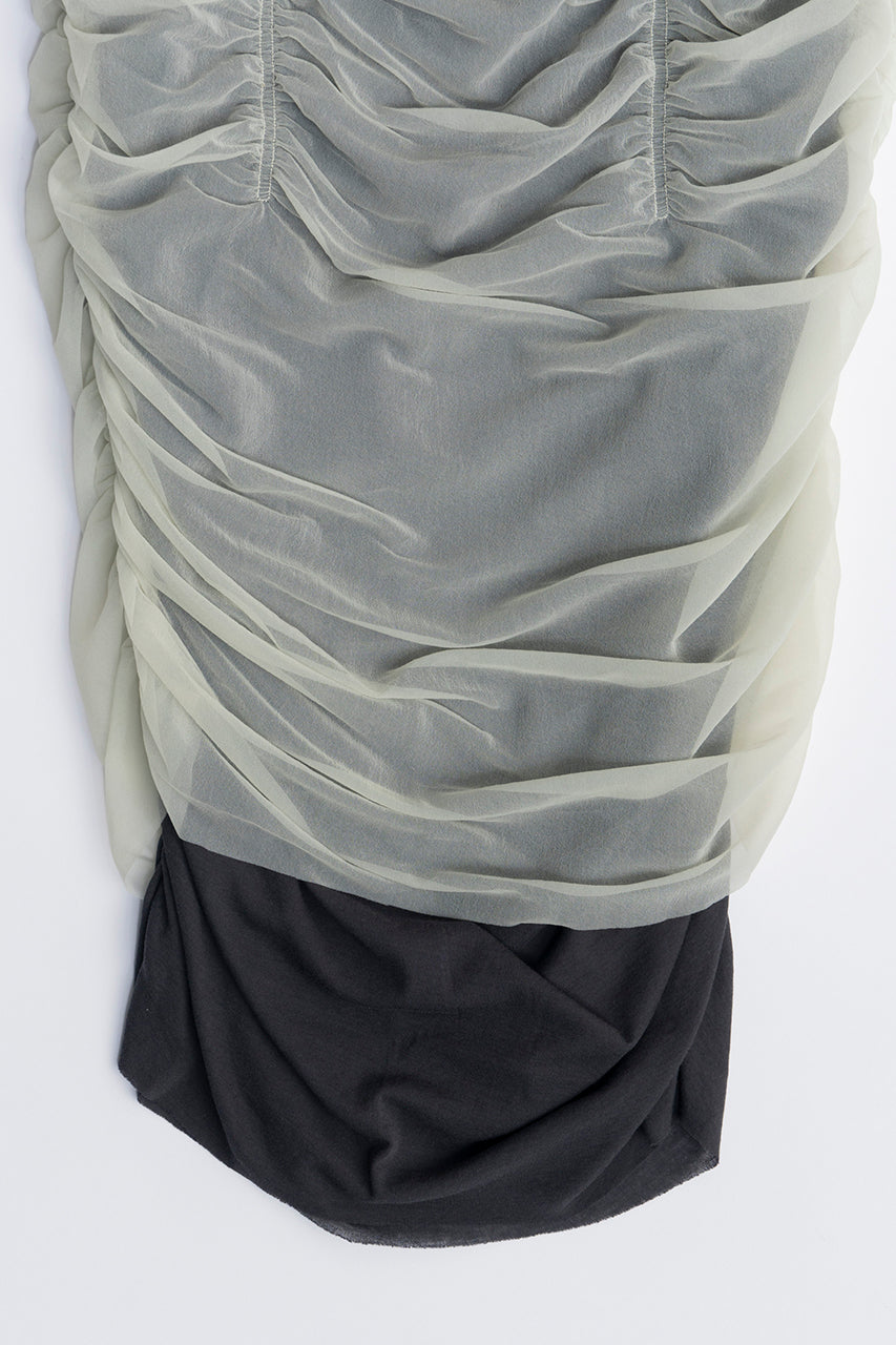 Sheer Layered Shirring Tight Skirt - SALE