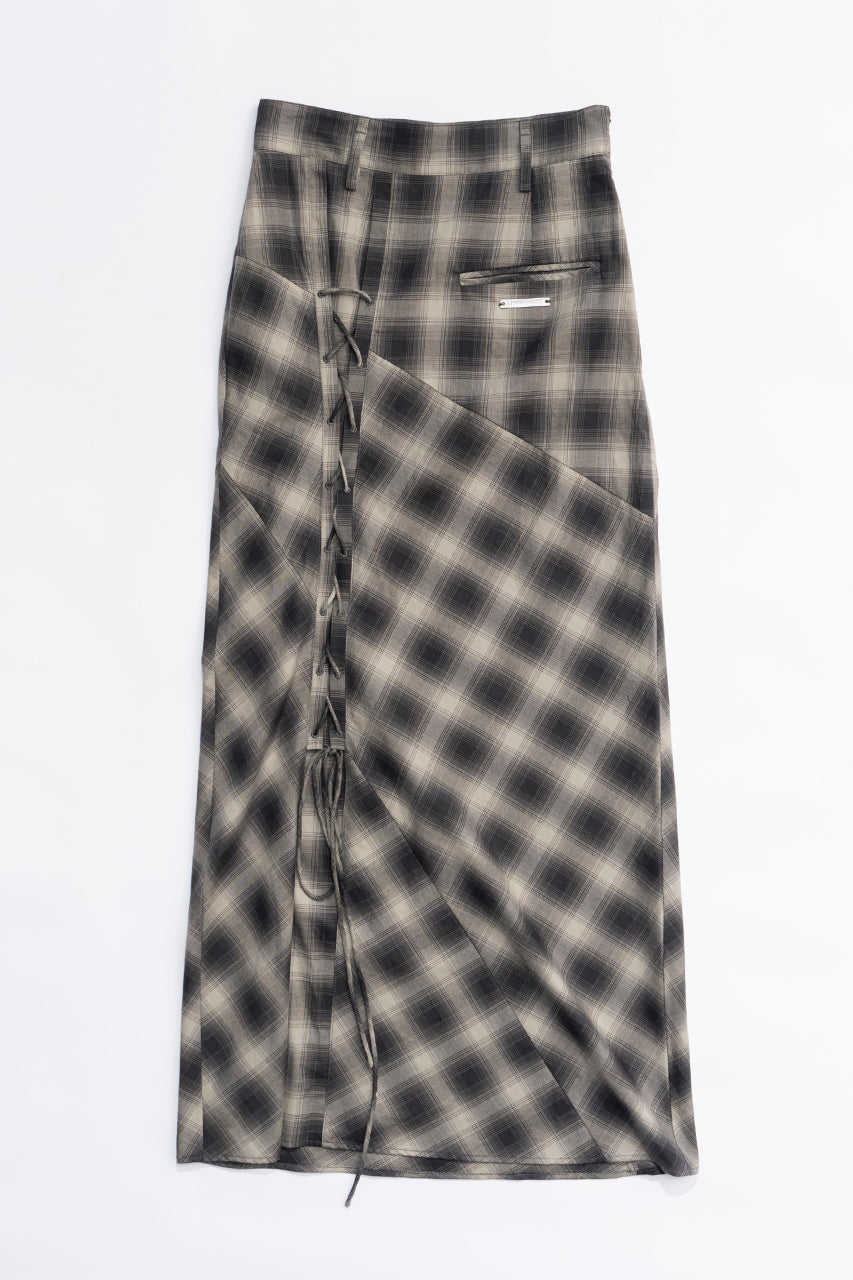 Multi Check Lace-Up Skirt