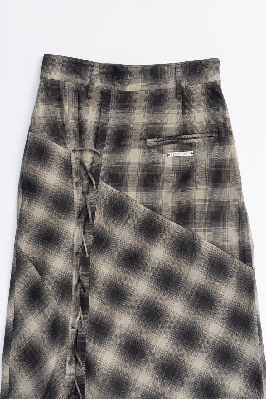 Multi Check Lace-Up Skirt
