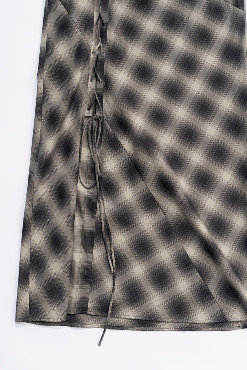 Multi Check Lace-Up Skirt