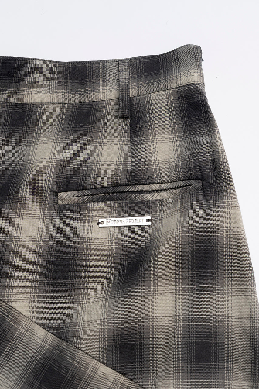 Multi Check Lace-Up Skirt