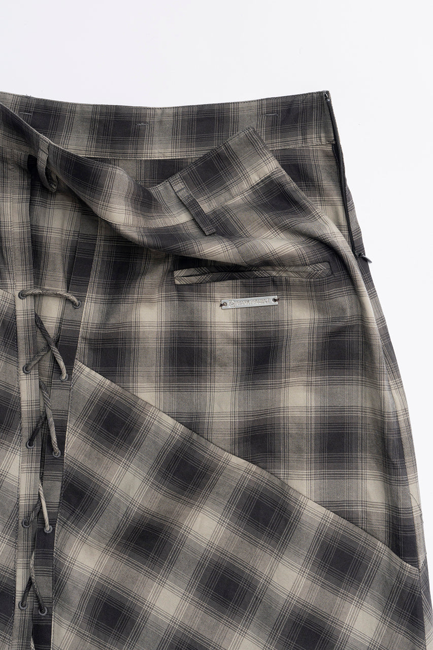 Multi Check Lace-Up Skirt
