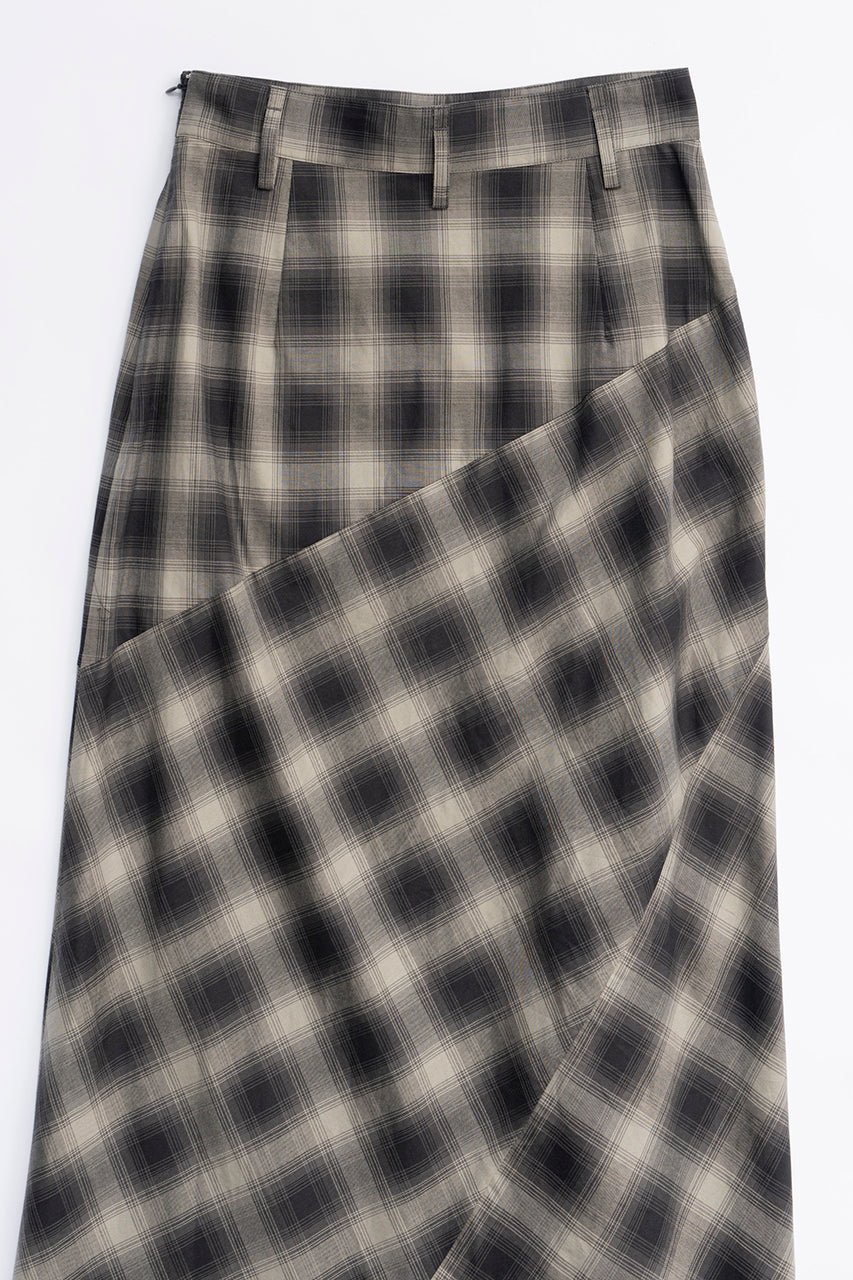 Multi Check Lace-Up Skirt