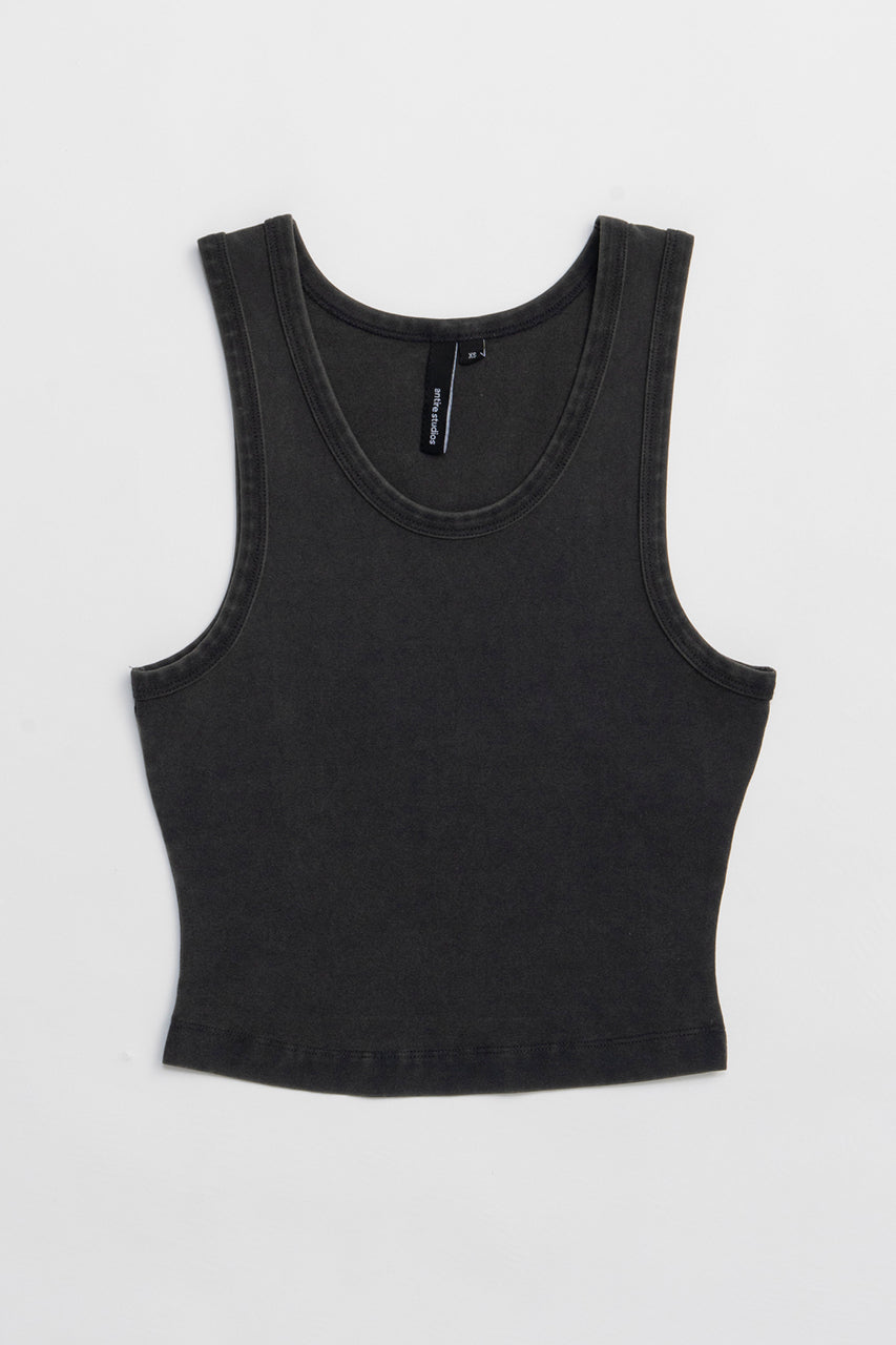 Cropped Tank Washed Black