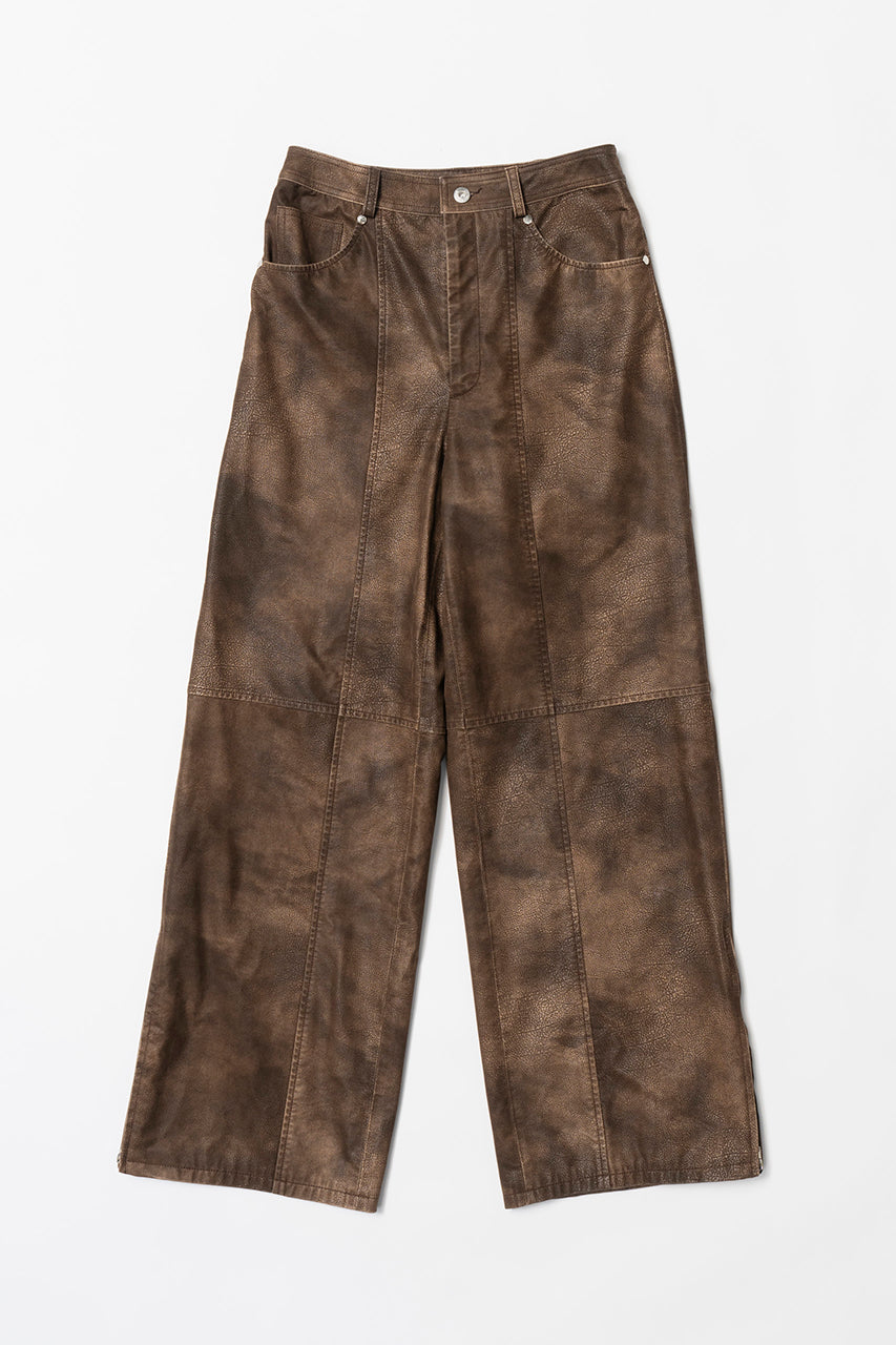 Italian Vegan Leather Washed Pants - SALE