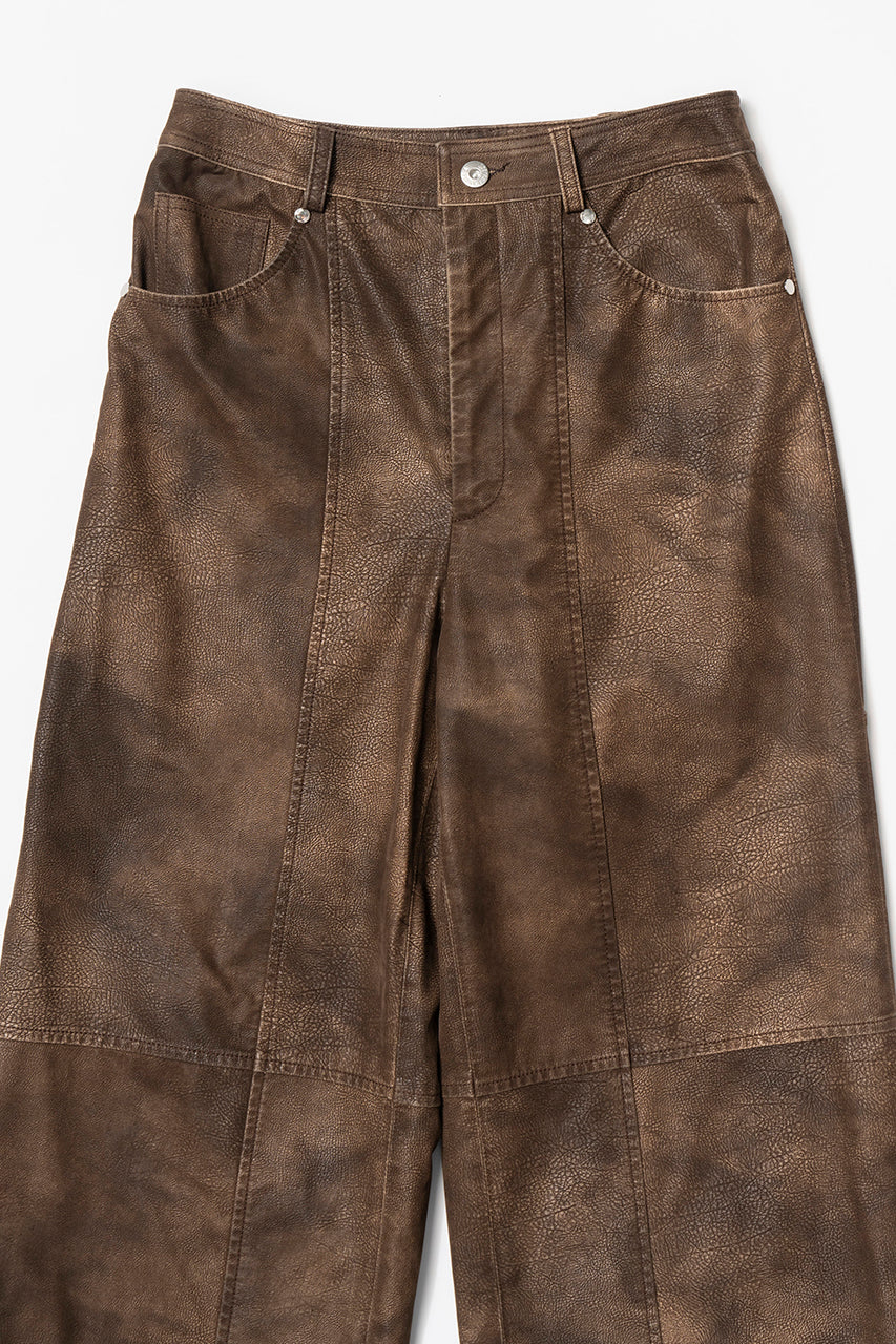 Italian Vegan Leather Washed Pants - SALE