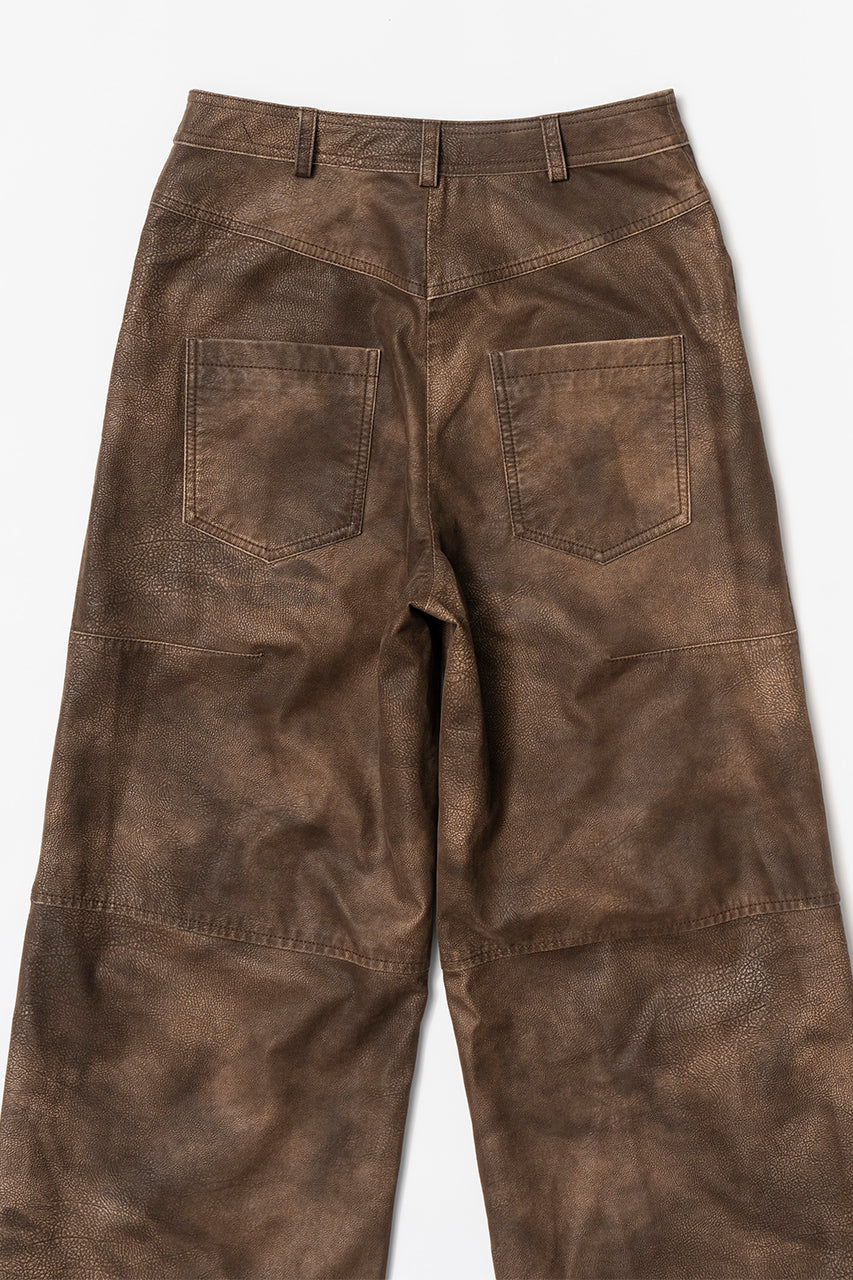 Italian Vegan Leather Washed Pants - SALE