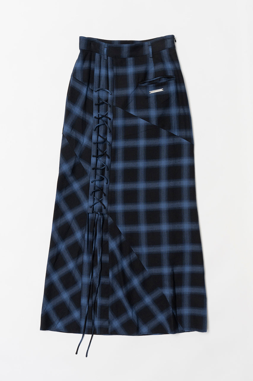 Multi Check Lace-Up Skirt