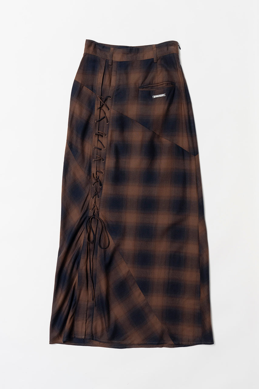 Multi Check Lace-Up Skirt
