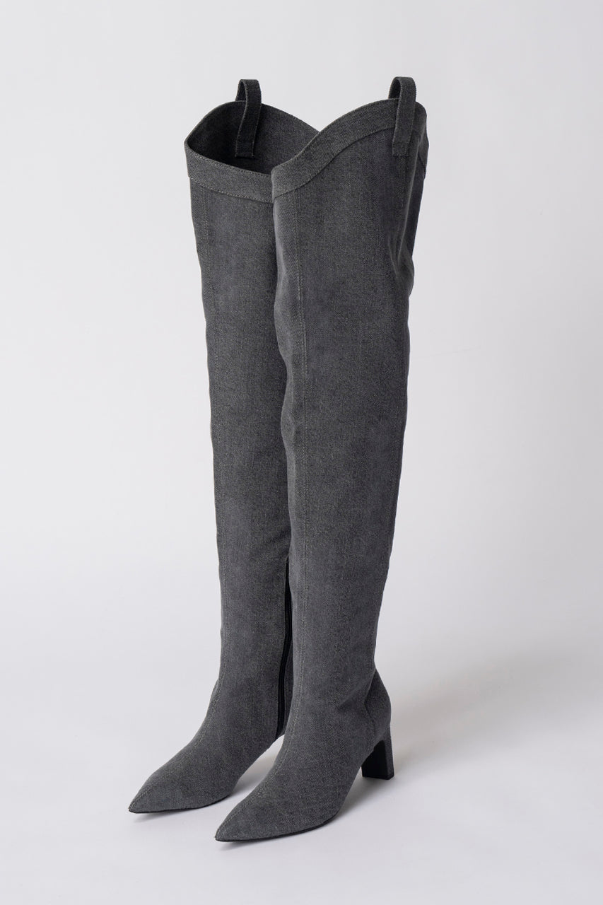 Denim Thigh High Boots Pants