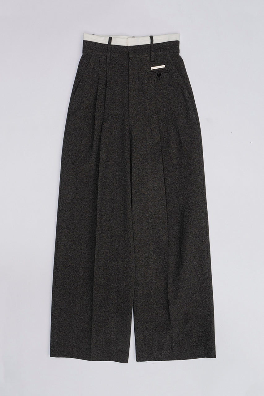 Melange Tuck Voluminous Pants - SALE