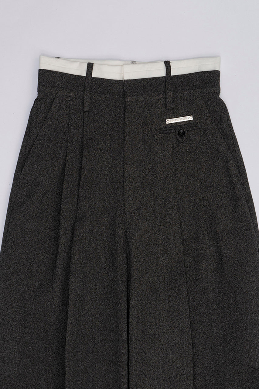 Melange Tuck Voluminous Pants - SALE