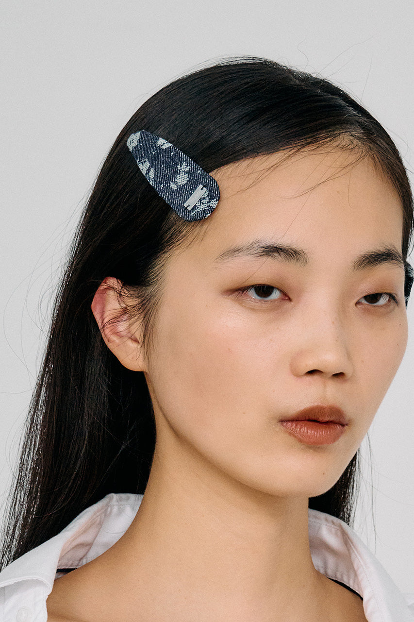 Floral Denim Hair Clips