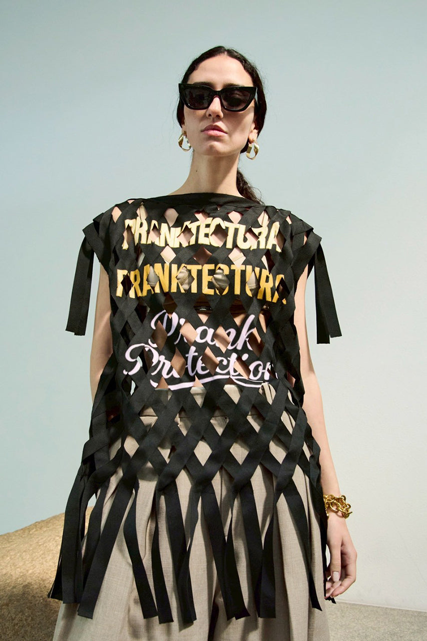 Woven Grid Random Logo Top - 2026 SPRING