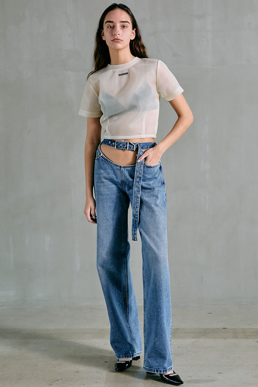 【SALE】Sheer Russell Zip Top