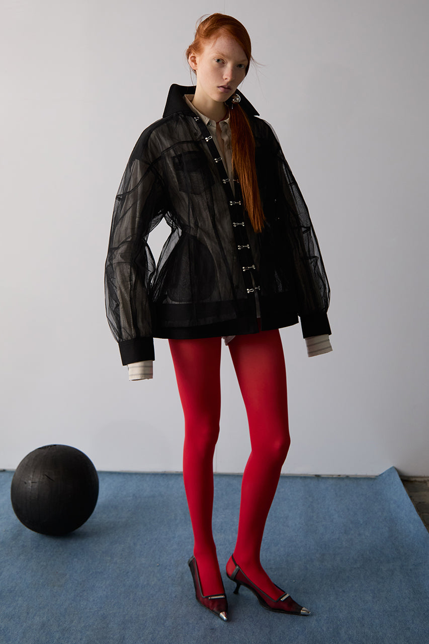 Cocoon Sleeve Tulle Blouson