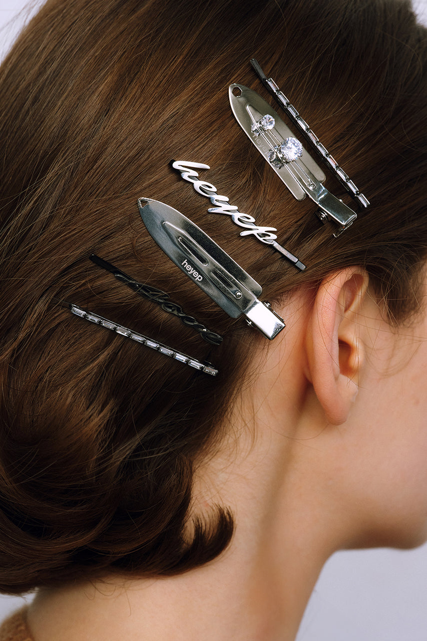 Rhinestone Flat Hair Clip 2 Piece Set