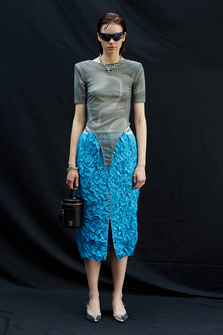 P Jacquard Washed Pleats Skirt - SALE