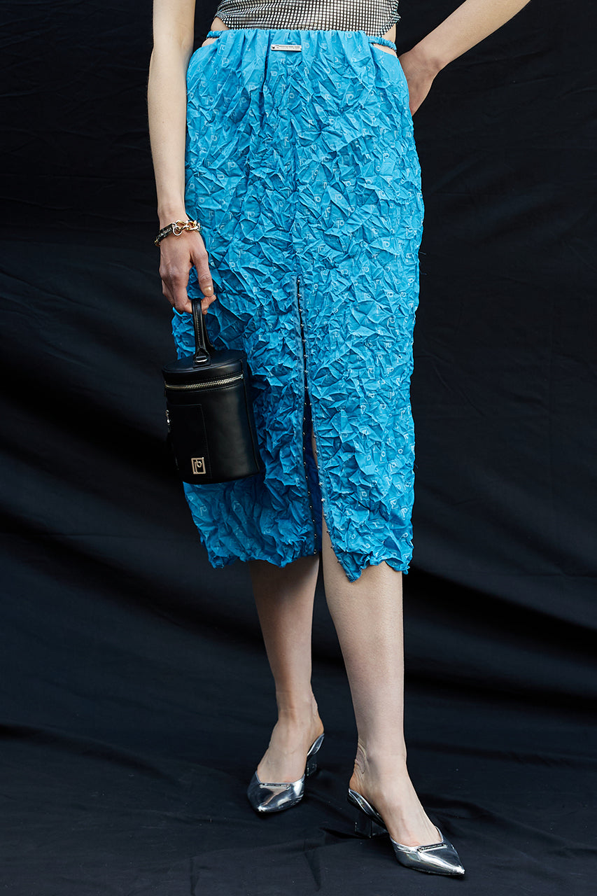 P Jacquard Washed Pleats Skirt - SALE