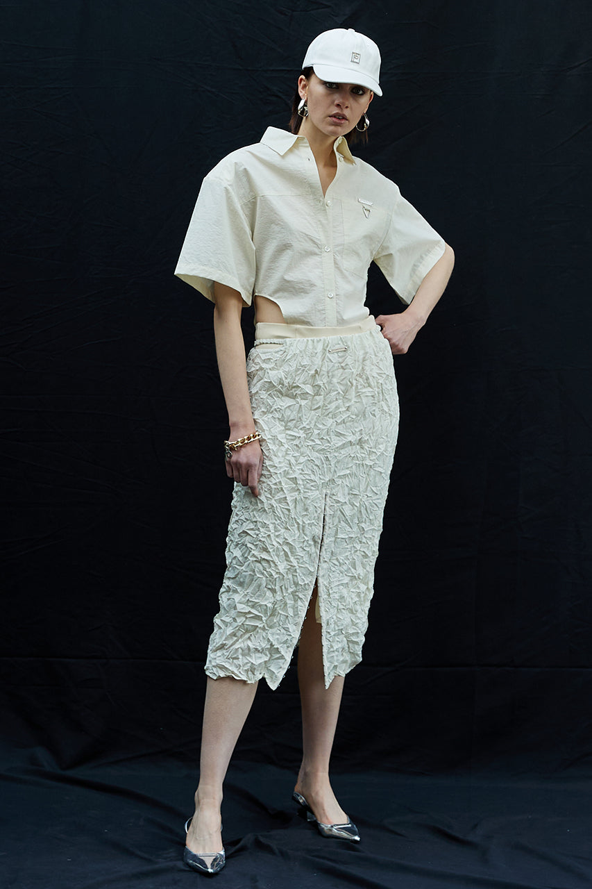 P Jacquard Washed Pleats Skirt - SALE