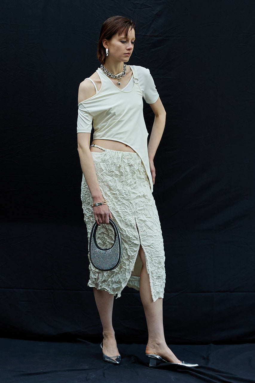 P Jacquard Washed Pleats Skirt - SALE