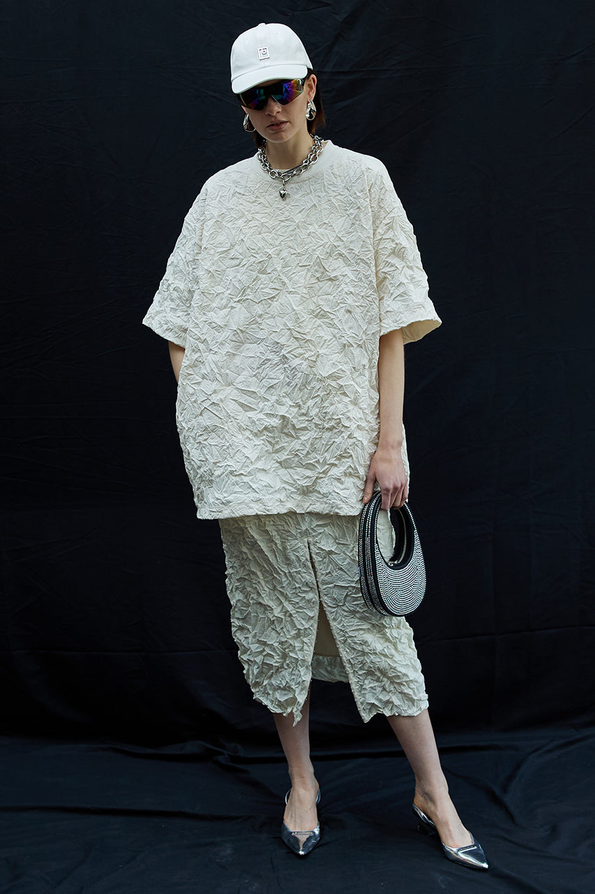 P Jacquard Washed Pleats Skirt - SALE