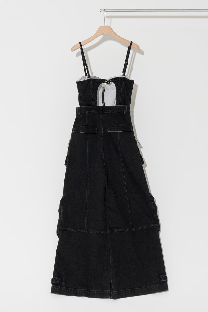 Denim Cargo Suspender Jumpsuit