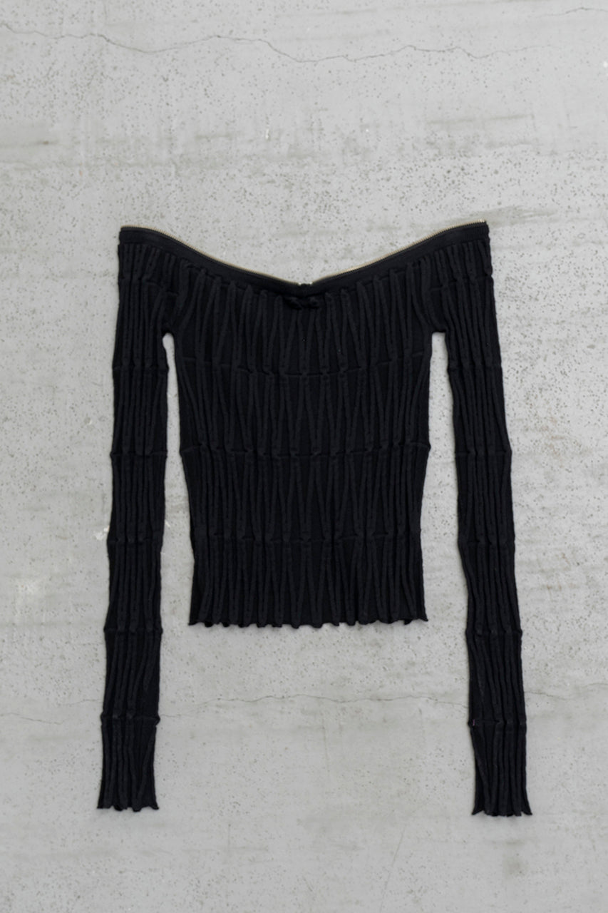 Off Shoulder Zip Knit