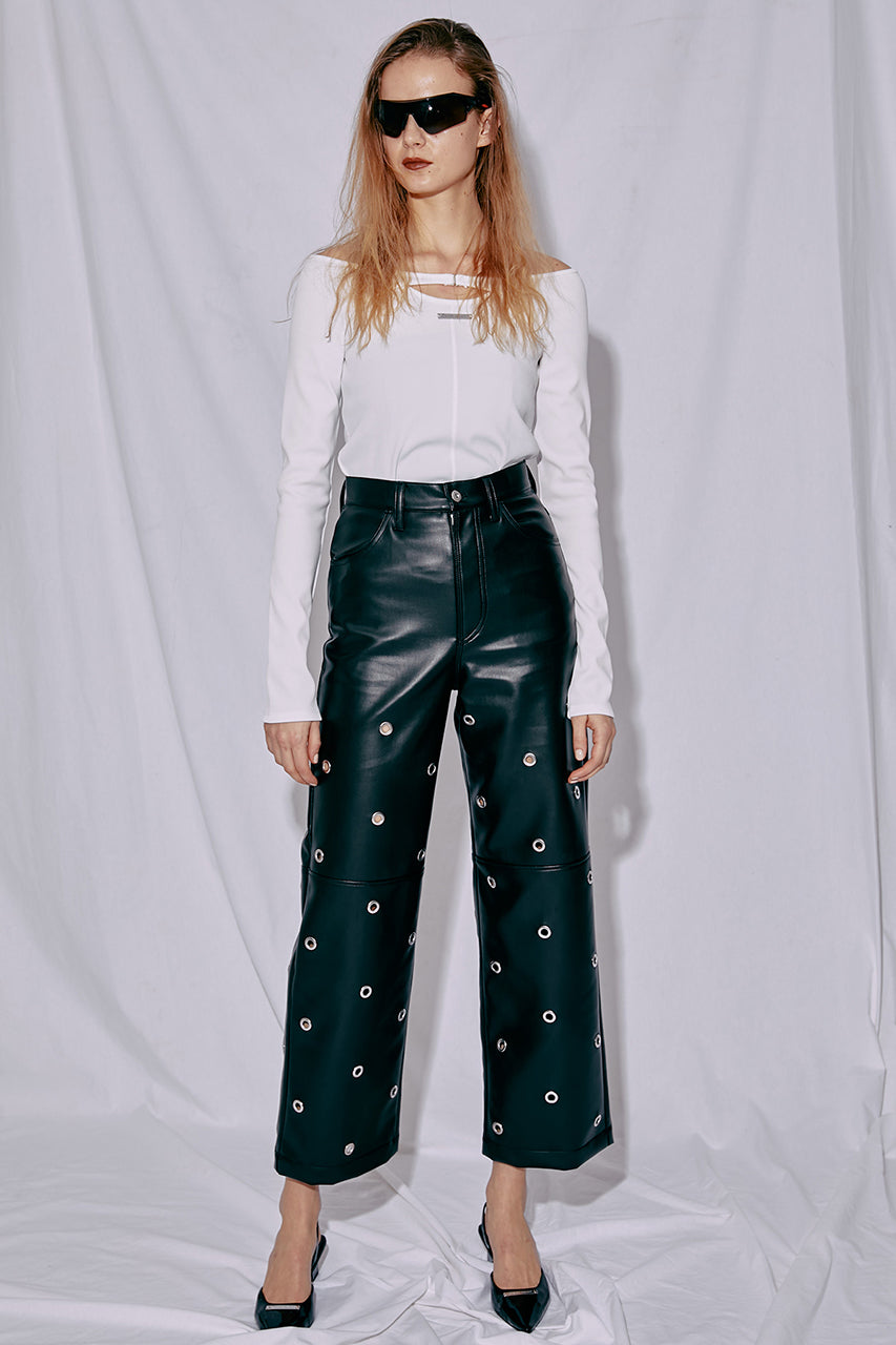 Eyelet Vegan Leather Pants