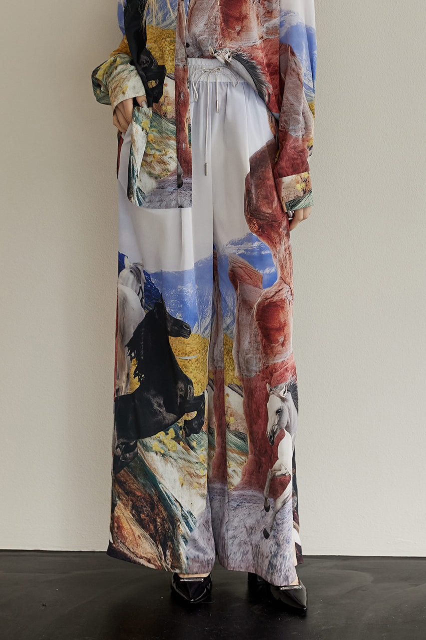 Horse Printed Wide Pants